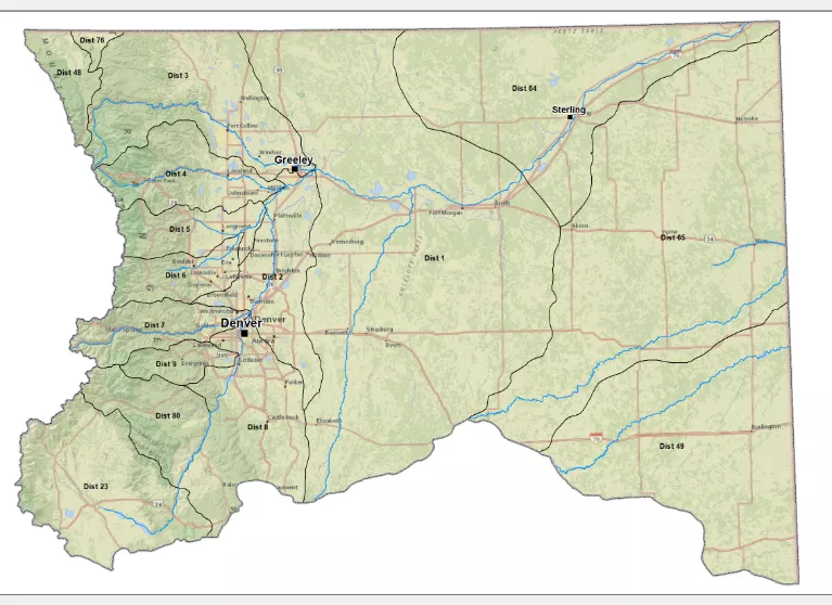 Colorado Water Division Map Division 1 Office Division Of Water Resources